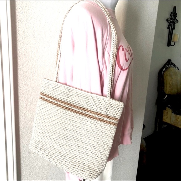 The Sak Handbags - The Sak Bag Weave Beach Festival Vacation Tote Shoulder Crochet Coast Off White